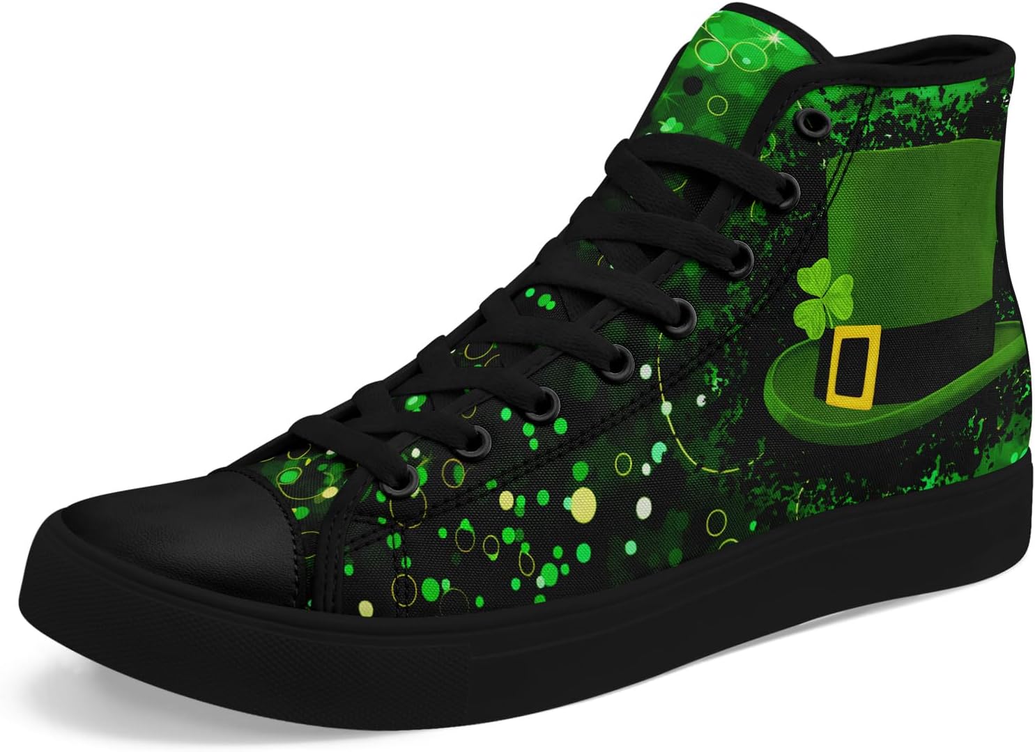 

Женские высокие кеды из холста ко Дню Святого Патрика, с узором из счастливого клевера и сердец, удобные дышащие зеленые повседневные туфли Awsole