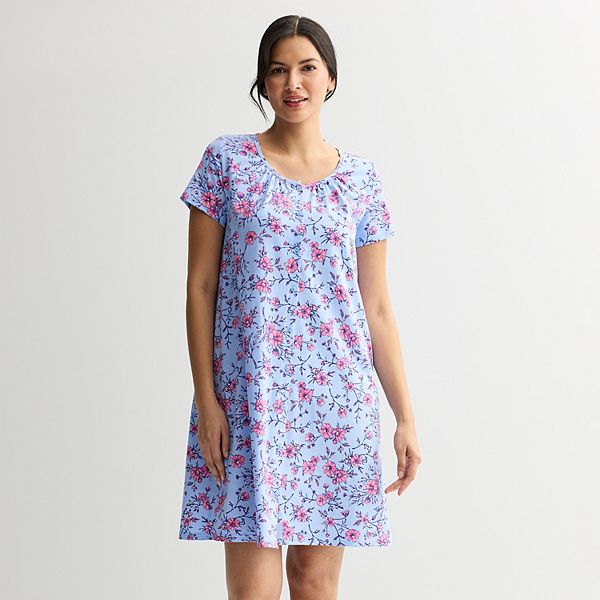 

Женский короткий рукав сонный трикотажный халат Croft & Barrow, Floral Twigs