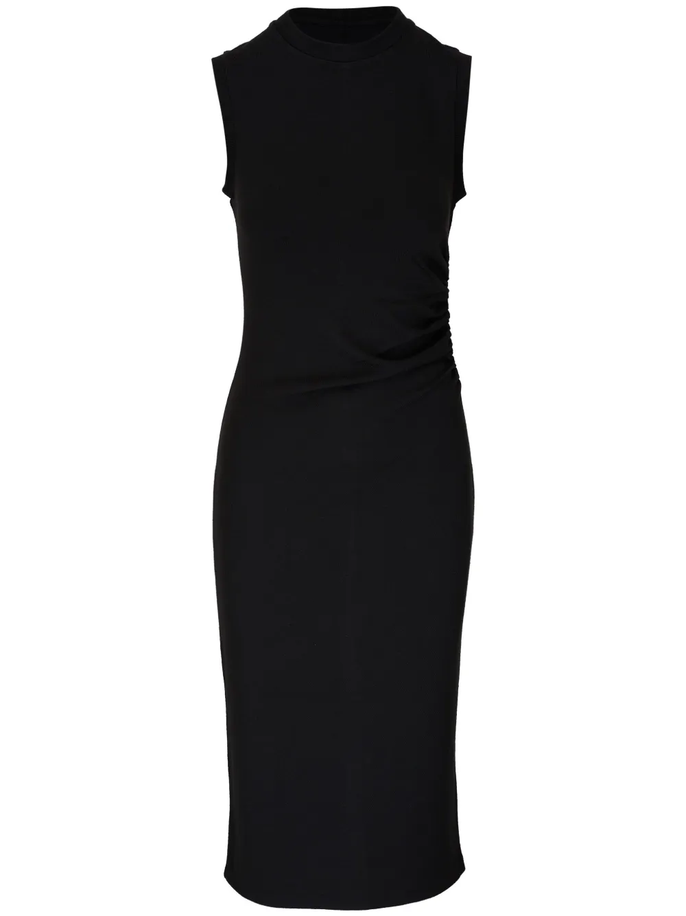 

Платье миди без рукавов со сборками Vince, черный