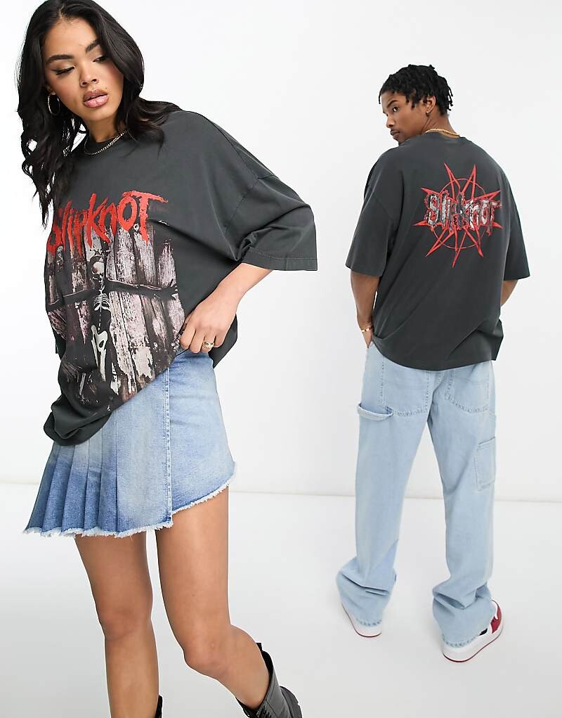 

Черная футболка унисекс с принтом Slipknot ASOS DESIGN