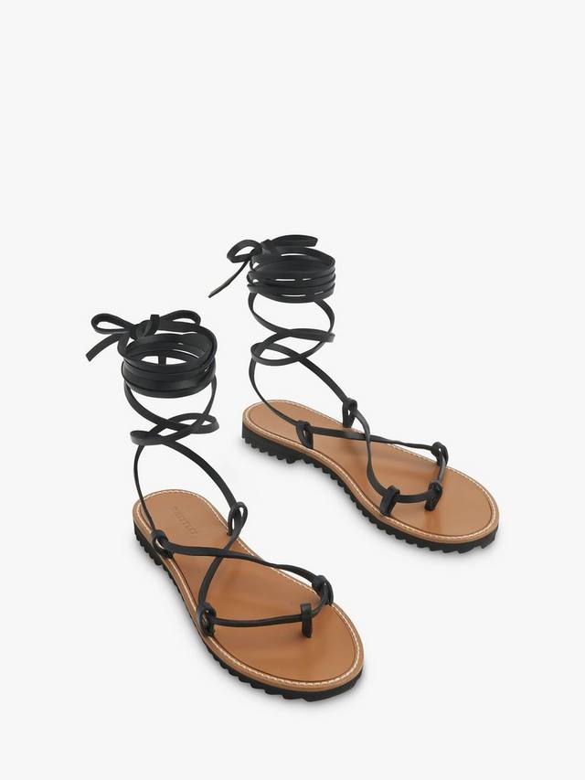 Сандалии Willow с кожаными переплетающимися ремешками Whistles, Black — фото 3