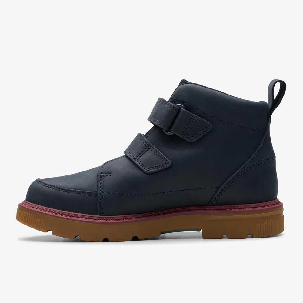 Детские модные ботинки Clarks Lorcam Hi O, Navy — фото 3