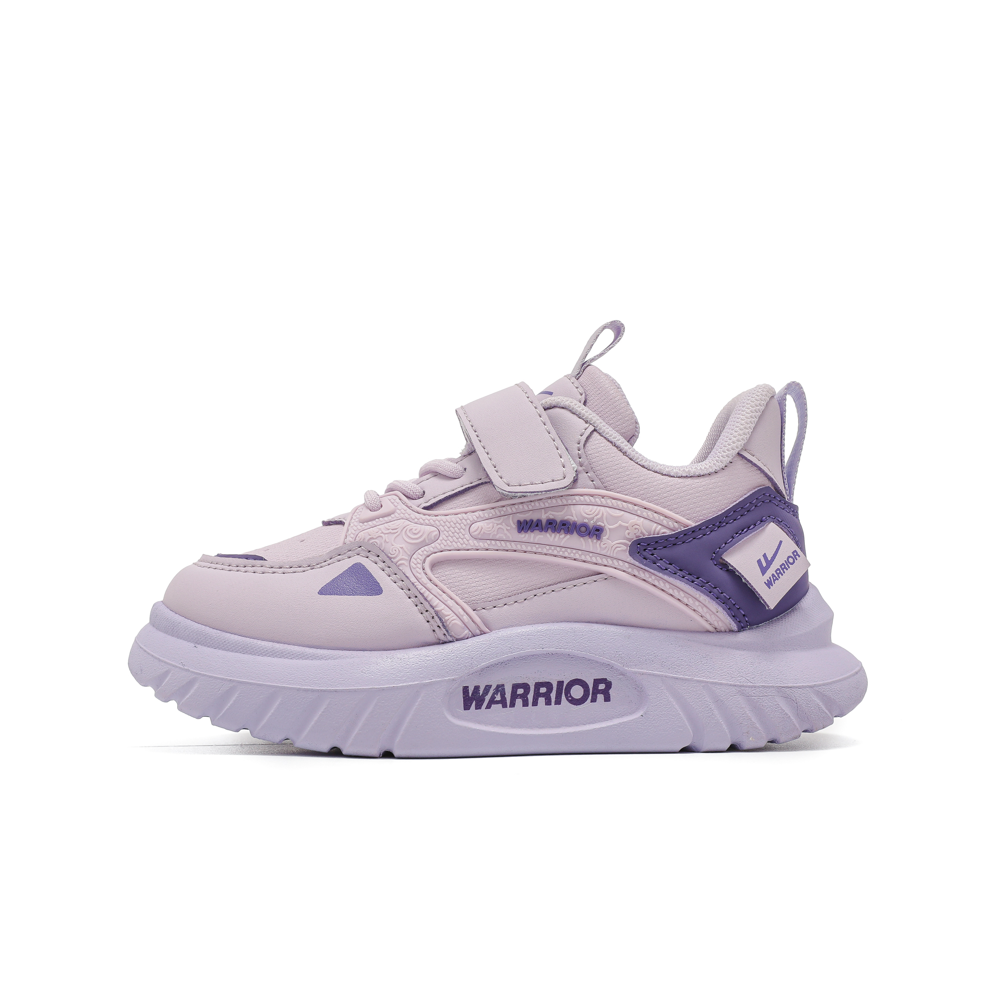 

Детские повседневные кроссовки low top из искусственной кожи, устойчивые к истиранию и скольжению WARRIOR, светло-фиолетовый/темно-фиолетовый