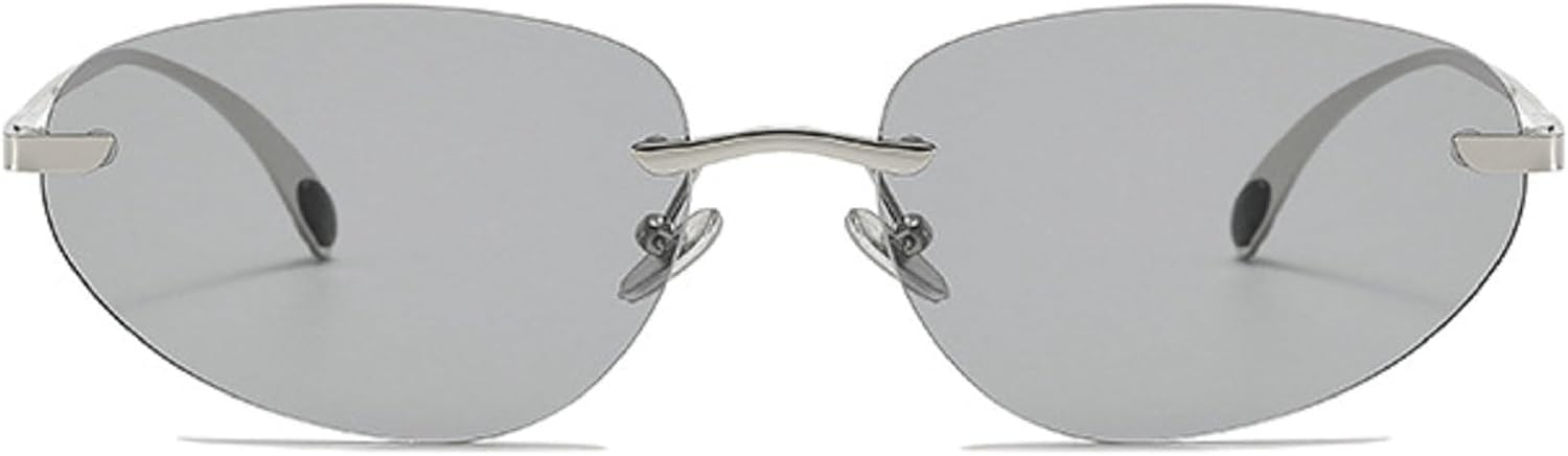 

Женские солнцезащитные очки «кошачий глаз»: модные, маленькие, овальной формы, в стильной металлической оправе, без оправы, защита от ультрафиолета UV400 N45 mincl, Gray