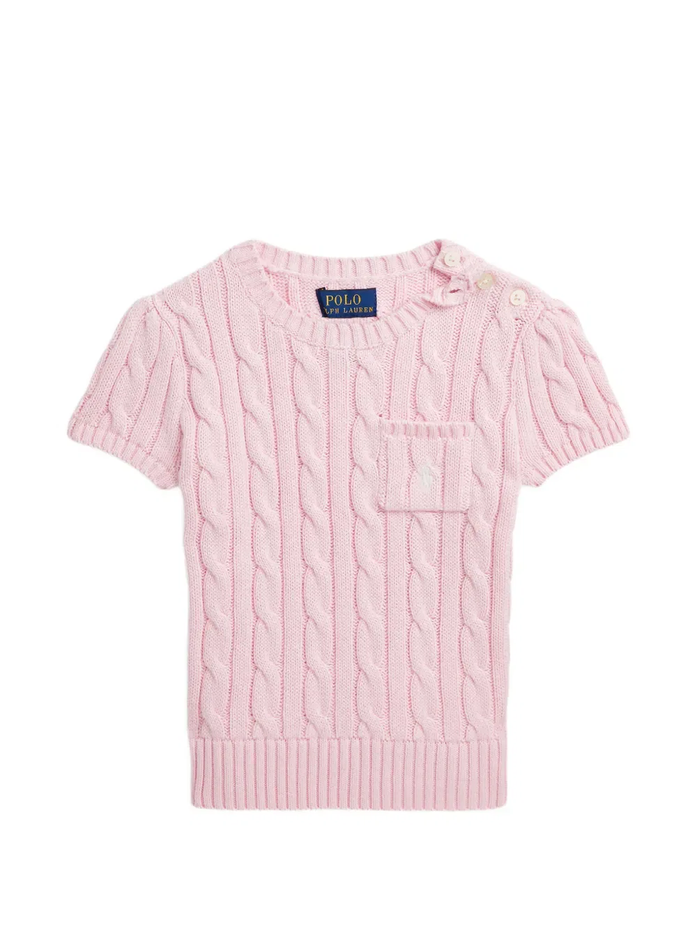 Свитер крупной вязки с пуговицами Polo Ralph Lauren Kids, розовый