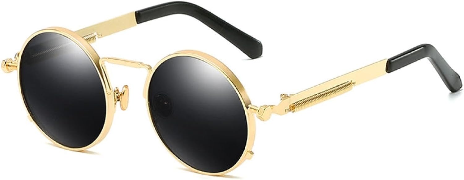 

Солнцезащитные очки с защитой UV400 | Круглые линзы в стиле стимпанк, конфетные цвета | Для женщин и мужчин, для занятий спортом на открытом воздухе и вождения DSVIGF, Gold Grey