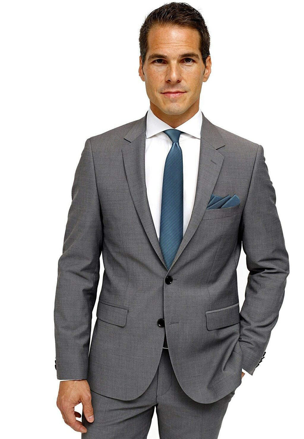 

Галстук 2-SET CASTRO JACQUARD Gassani, цвет petrol-gruen schwarz jacquard tuerkis-blau gepunktet