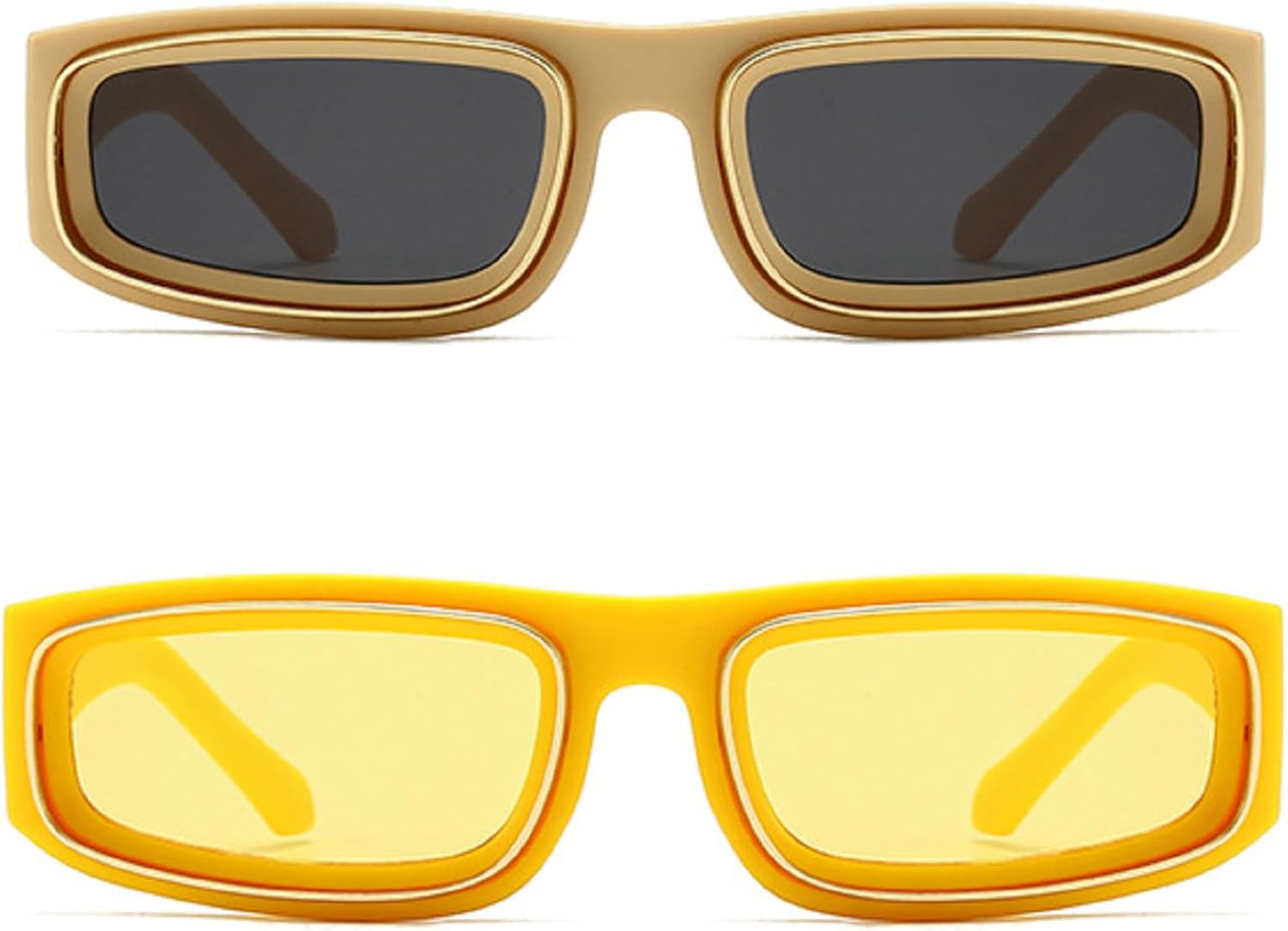 

Модные квадратные солнцезащитные очки 2024 года, панк-очки для женщин, роскошные винтажные прямоугольные солнцезащитные очки для мужчин, стиль Y2K, уличная мода mincl, 2pcs-champagne&yellow