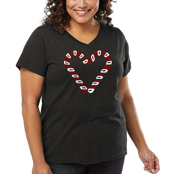 

Футболка V-neck с принтом Candy canes для женщин plus size La Pop Art, Grey