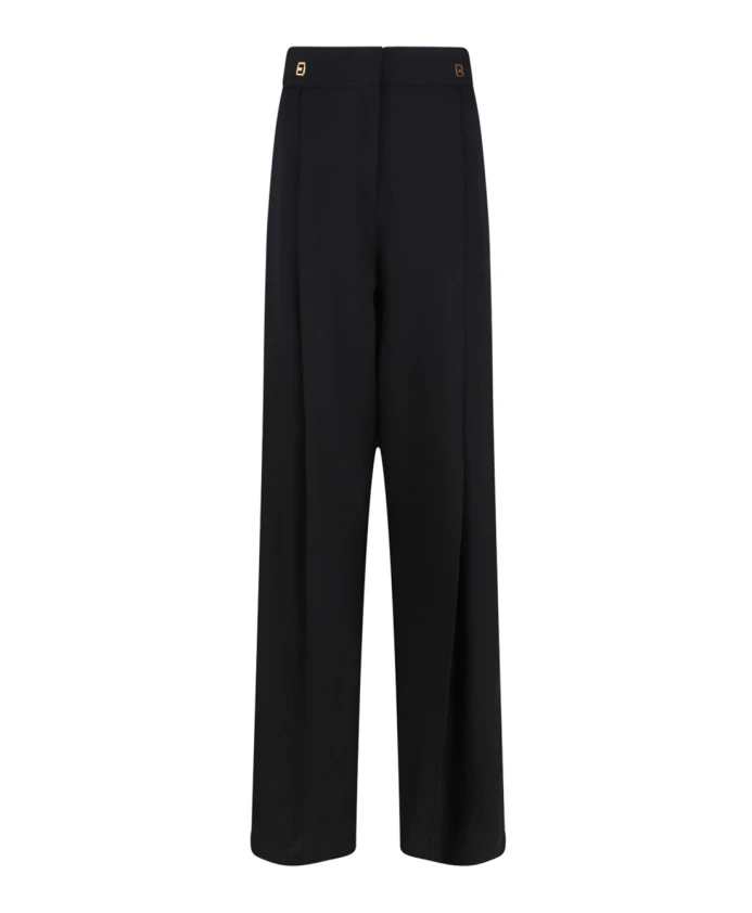 

Черные брюки из крепа с логотипом. Elisabetta Franchi, черный