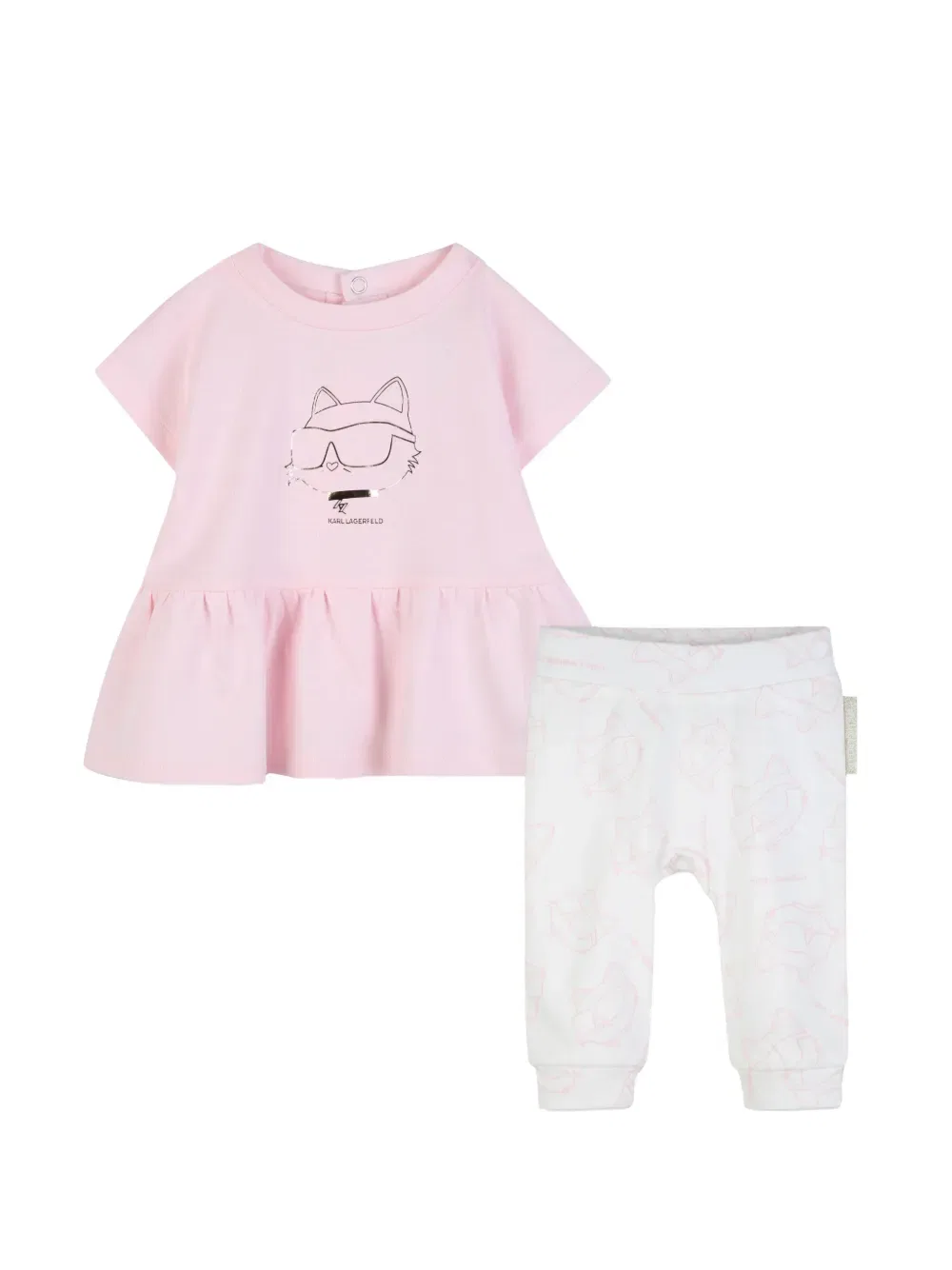Платье и леггинсы с графическим принтом Karl Lagerfeld Kids, розовый