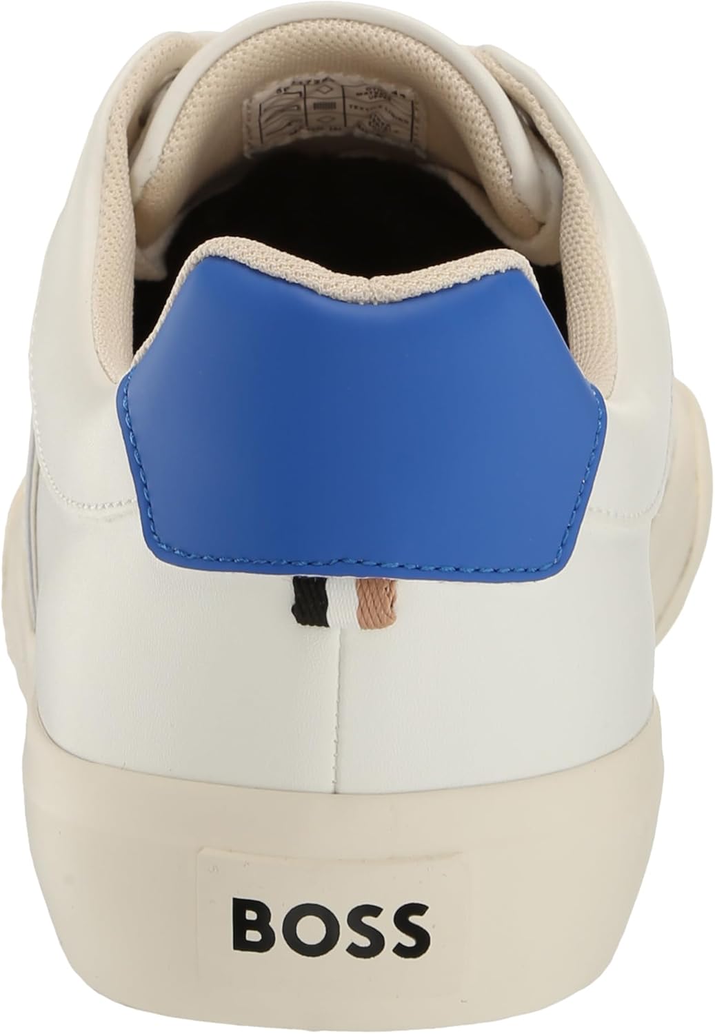 BOSS мужские кожаные кроссовки Aiden Logo Block низкие, Niagara Blue/White Salt — фото 3