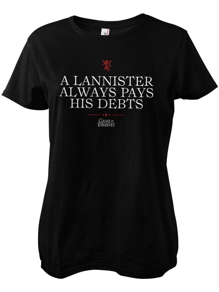 

Футболка A Lannister Always Pays His Debts Girly Tee Game of Thrones, черный