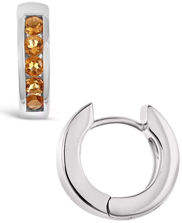 

Серьги-Кольца Huggie Hoop со швейцарским голубым топазом (9/10 карата) из стерлингового серебра (также доступны с цитрином или аметистом) Macy'S, citrine