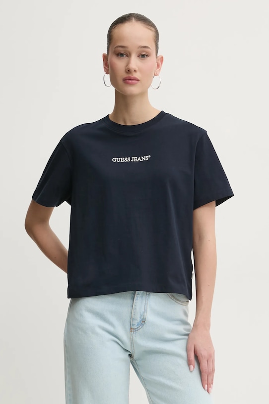 

Хлопковая футболка Guess Jeans, темно-синий