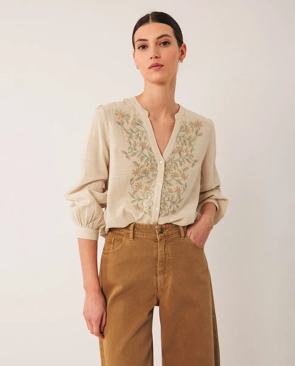 

Женская рубашка с длинным рукавом и V-образным вырезом Indi & Cold, светло-серый