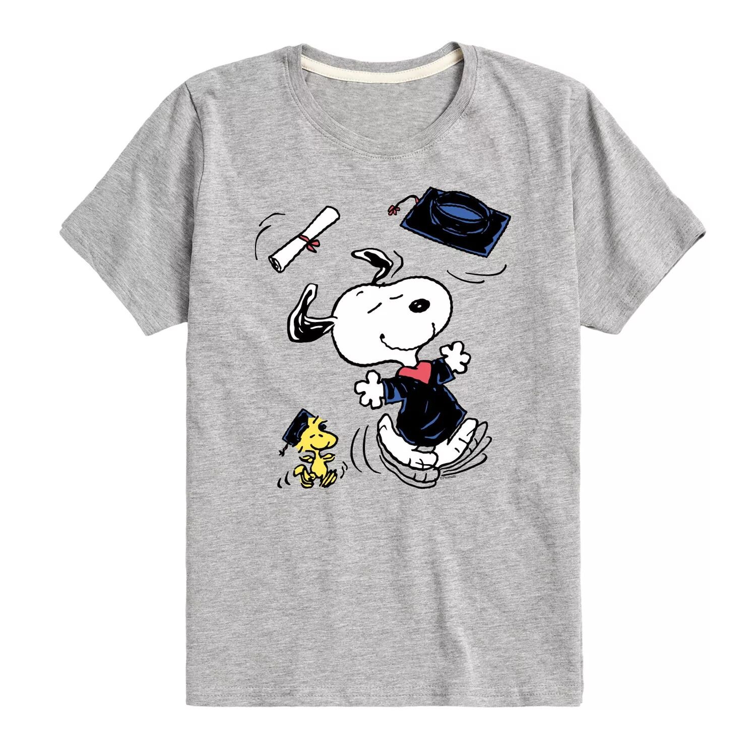 

Футболка Peanuts Snoopy Woodstock для мальчиков 8–20 лет с графическим рисунком для танцев для выпускников Licensed Character, серый