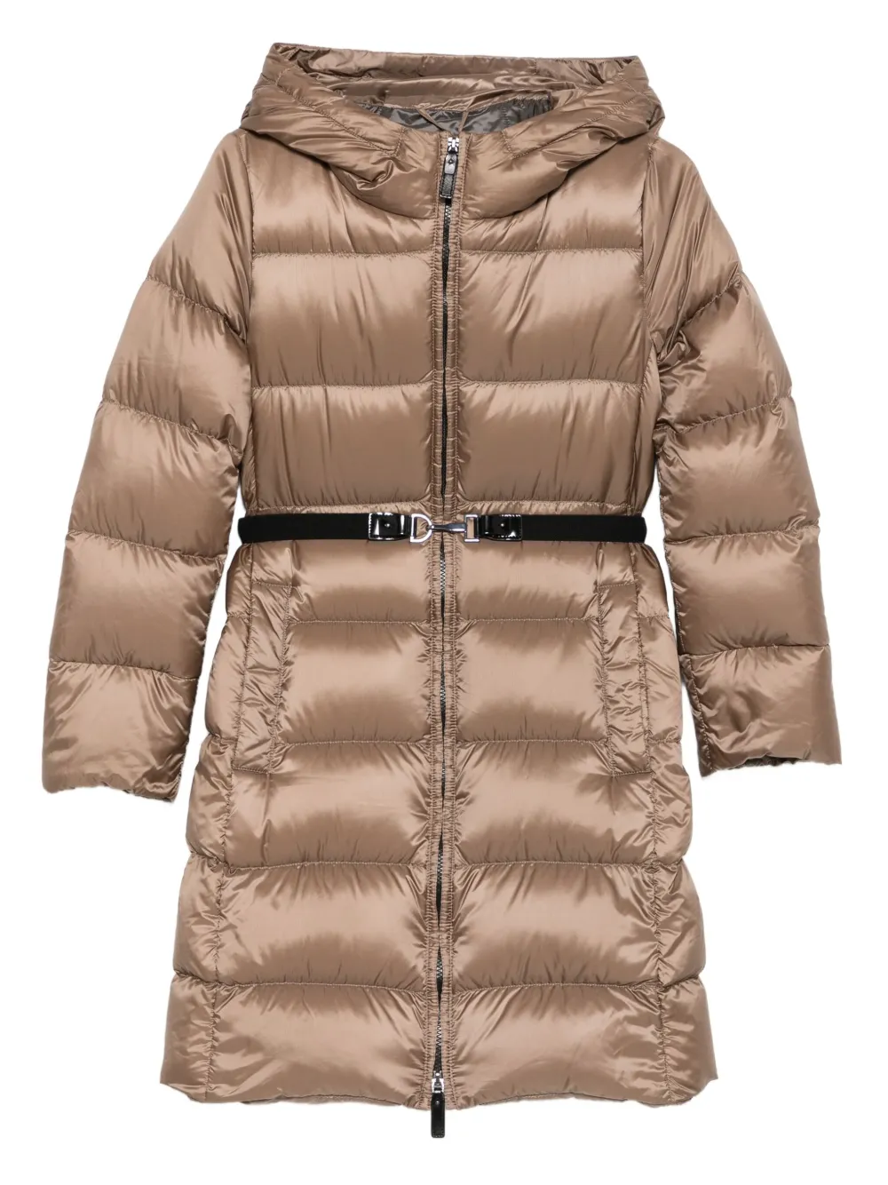 

Куртка-пуховик с капюшоном и поясом MAX MARA, коричневый