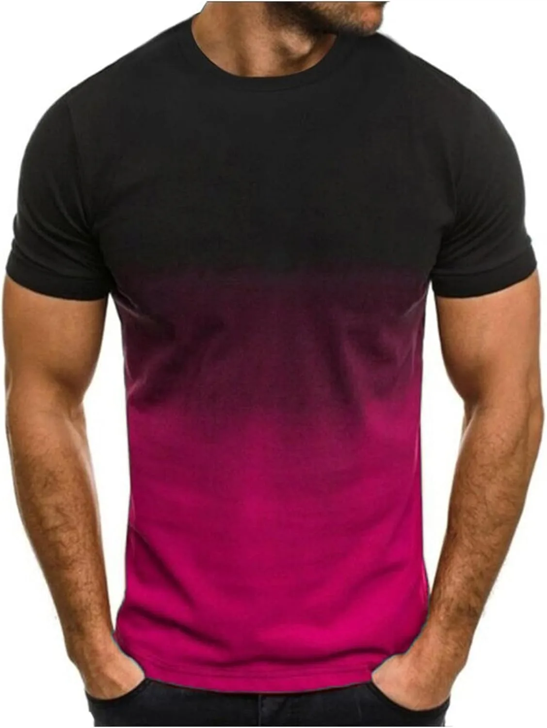 Футболка мужская Gradient Contrast Color с круглым вырезом и короткими рукавами