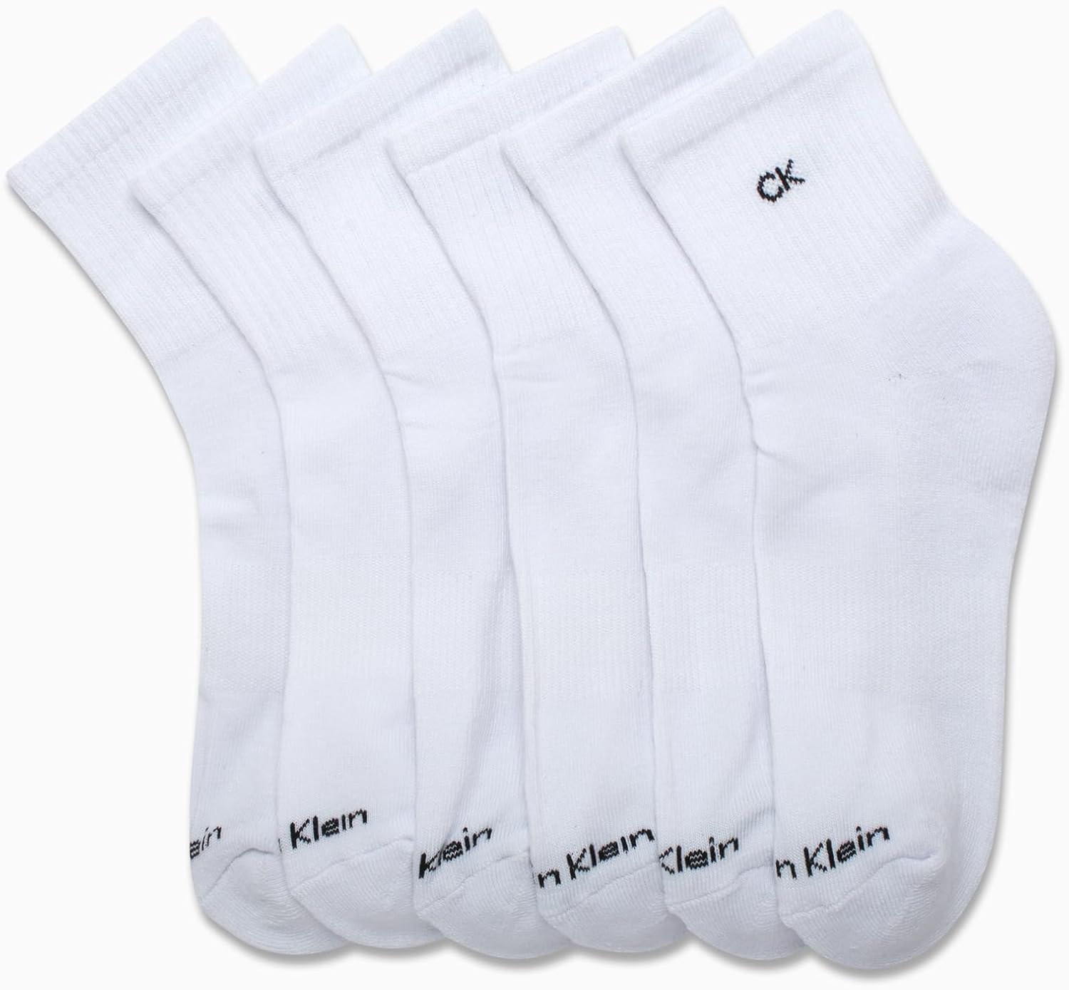 Женские носки Calvin Klein High Quarter - 6 пар махровых дышащих спортивных носков с мягкой подкладкой для женщин (размер обуви: 4-10), White — фото 4