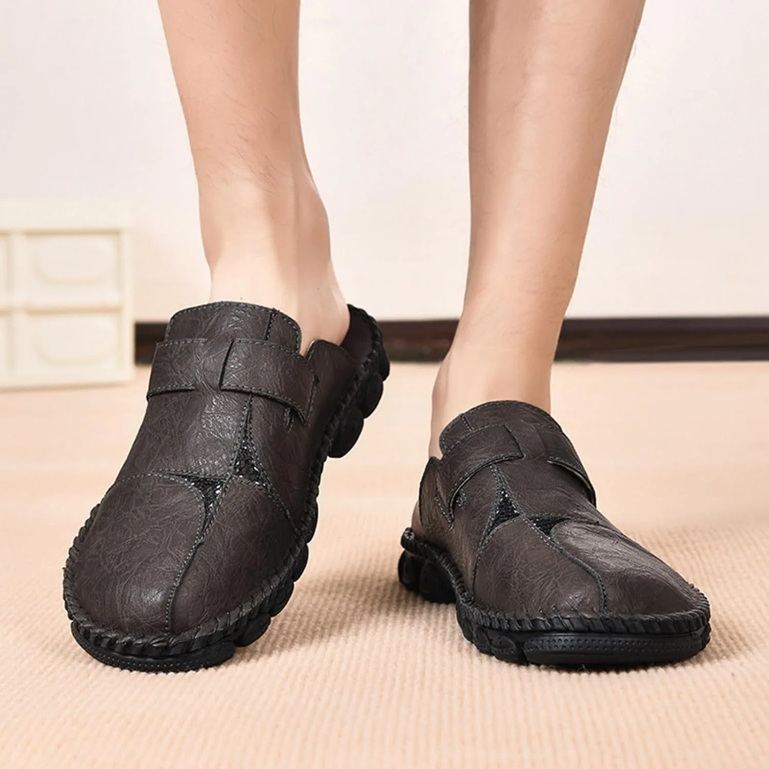 Мужские мюли, закрытый нос, замша, Loafers & Slip-Ons, Dark Gray — фото 3