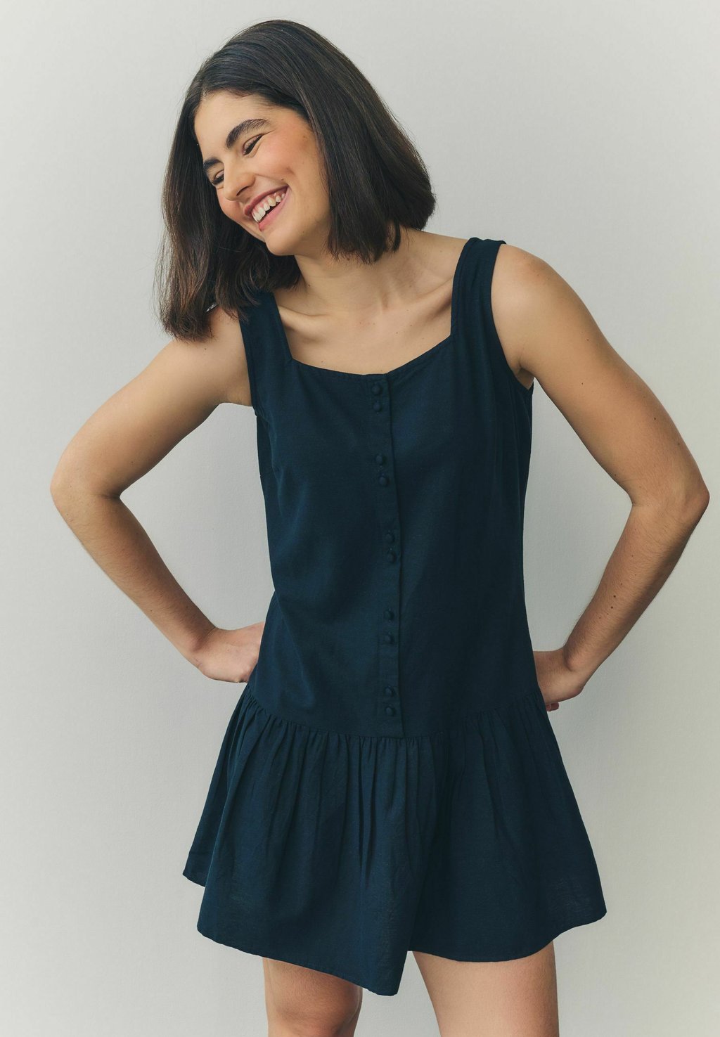 

Платье-рубашка SQUARE NECK TIERED BOHO Next, синий
