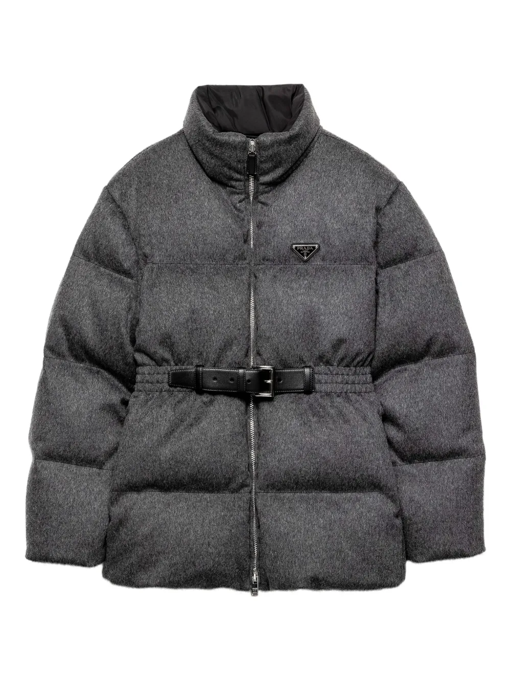 

Пуховик Loden с поясом и логотипом Prada, серый