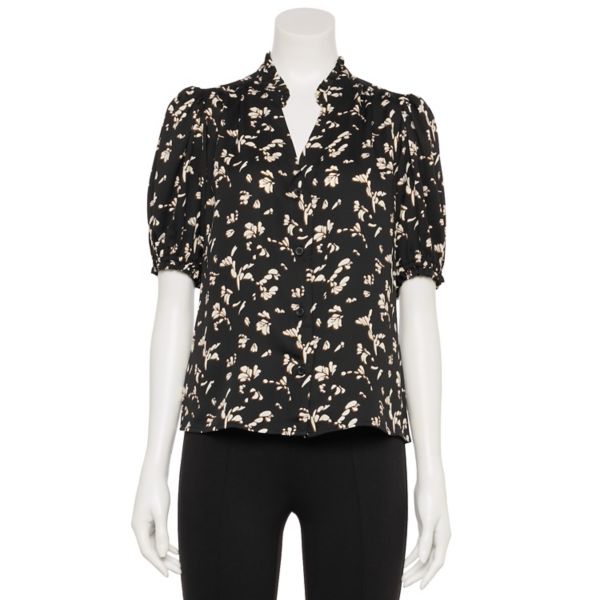 

Женская адаптивная блузка с рюшами Nine West, цвет black tara floral