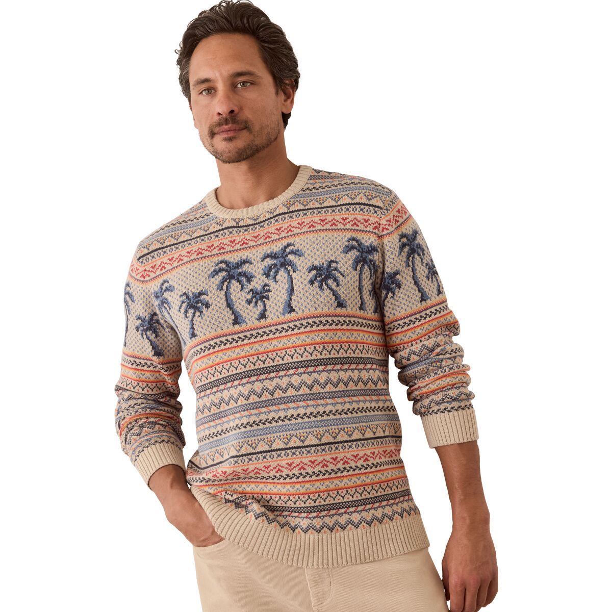 

Архивный калифорнийский свитер фэр-айл Marine Layer, цвет palm fair isle