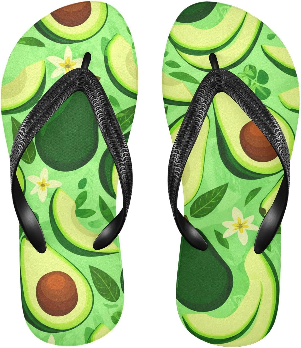 

Мужские летние шлепанцы для пляжа Avocado Flower зеленые резиновые тапочки с антискользящей подошвой для душа и прогулок Sinestour