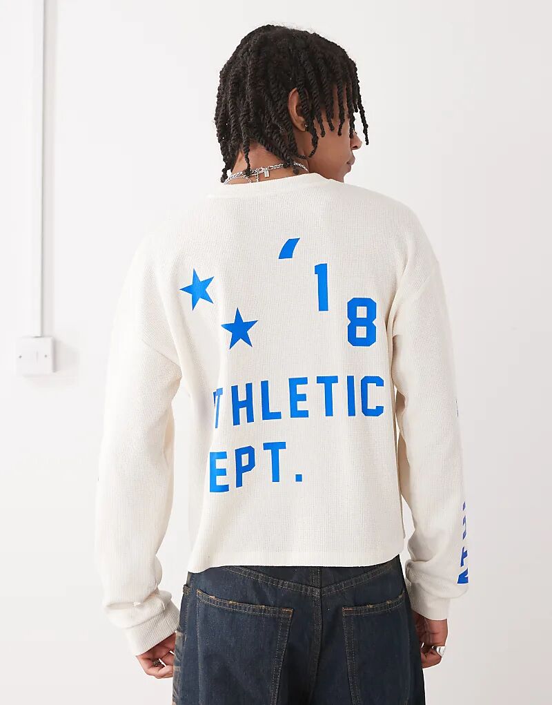 

COLLUSION Футболка с длинными рукавами и спортивным принтом белого цвета