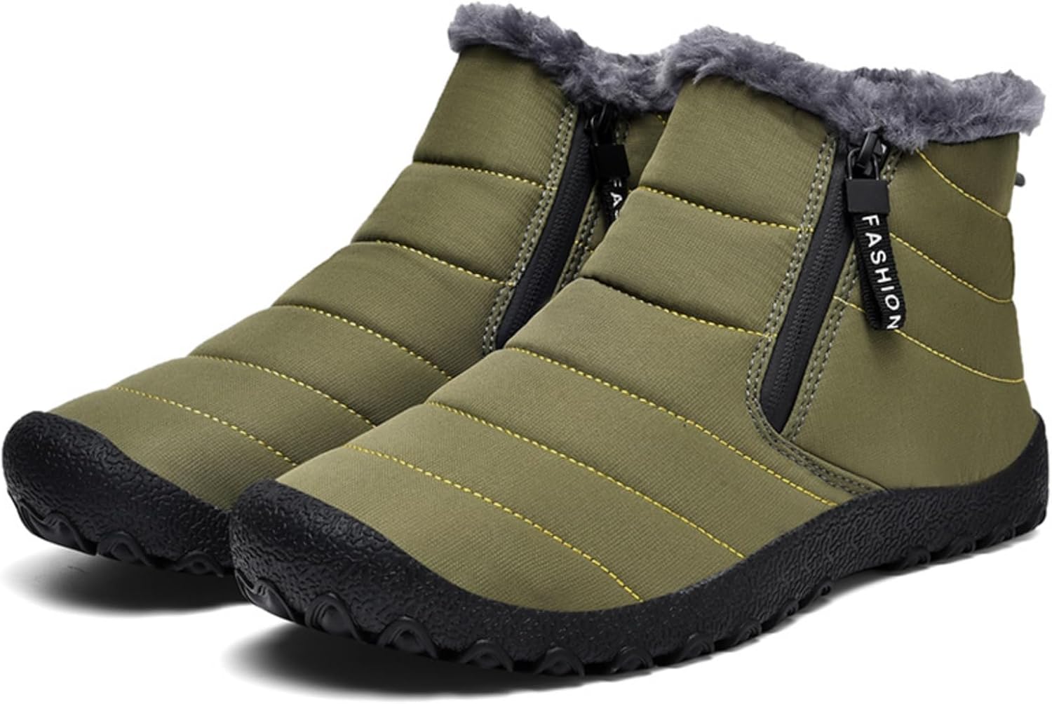 

Мужские зимние ботинки до щиколотки - с меховой подкладкой, водонепроницаемые, без шнурков, с противоскользящей и водоотталкивающей поверхностью, идеально подходят для прогулок на природе и повседневной носки Aokisx, зеленый