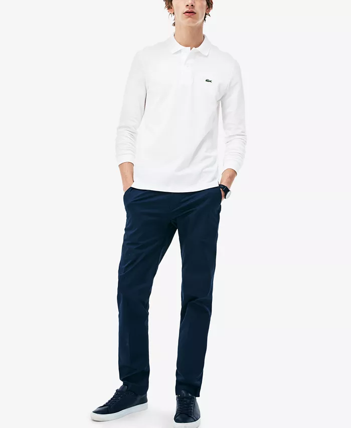 Мужская классическая поло с длинным рукавом Lacoste, белый — фото 2