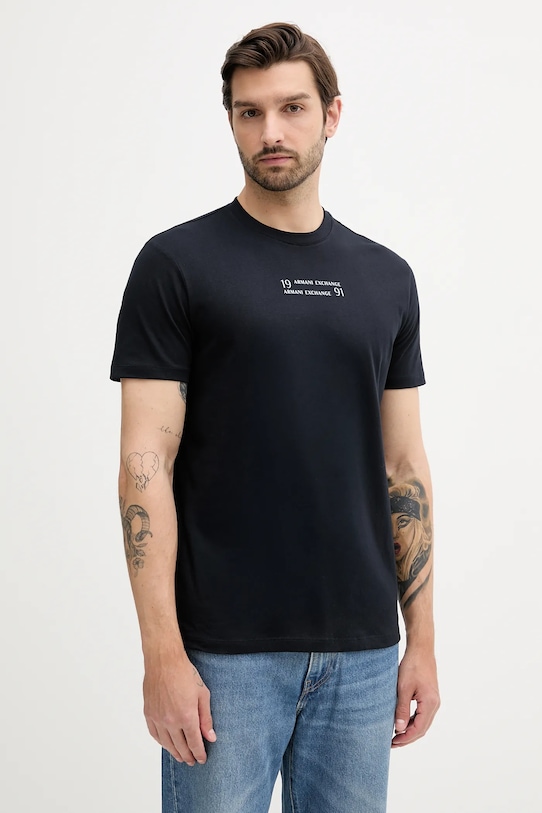 

Хлопковая футболка Armani Exchange, темно-синий