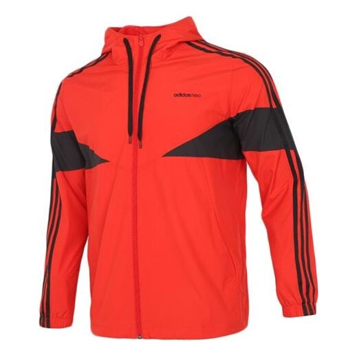 

Куртка adidas neo Casual Sports Windproof Woven Hooded Jacket Red, красный