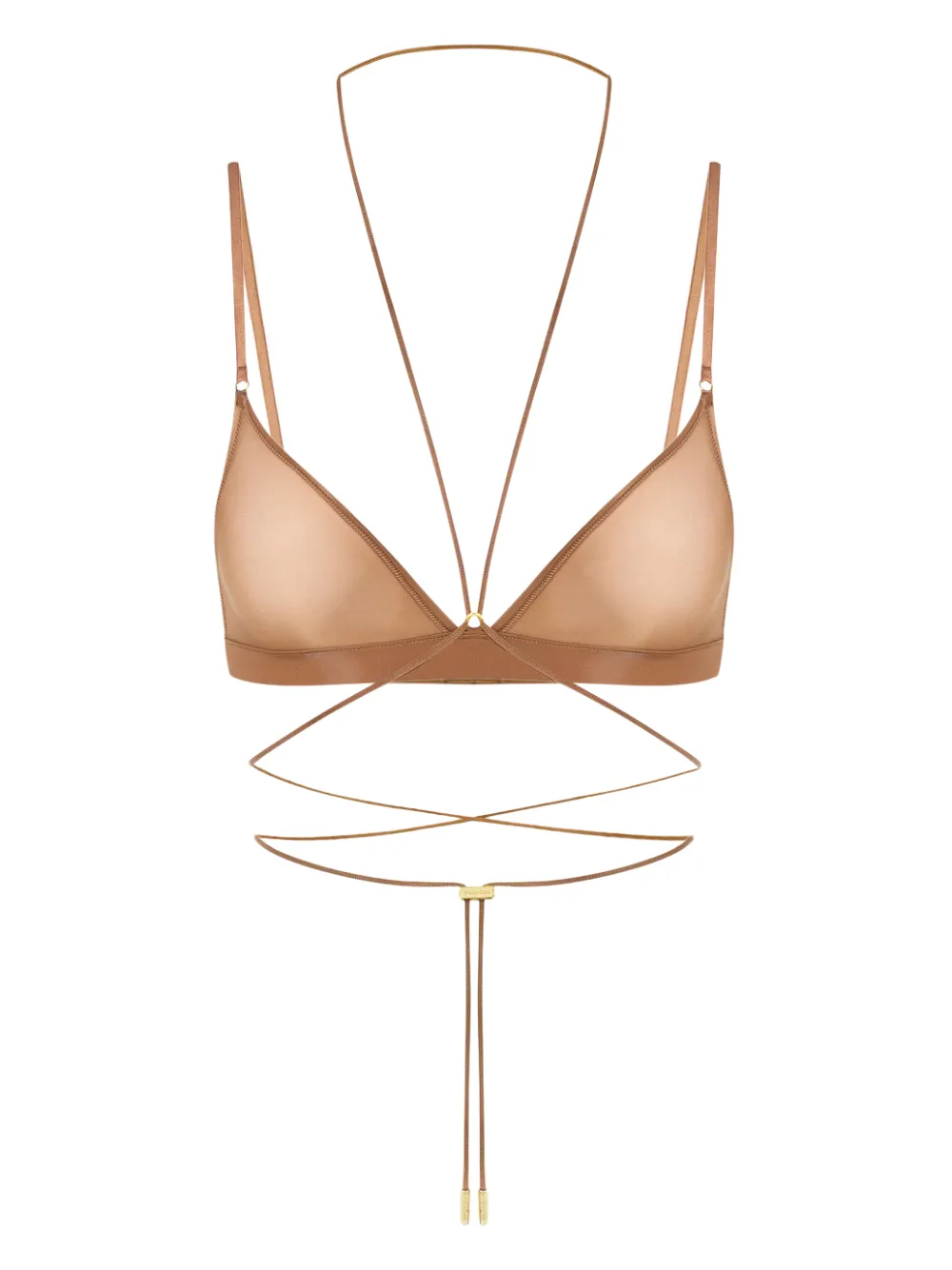 

Треугольный бра с перекрестными лямками на спине Maison Close, коричневый