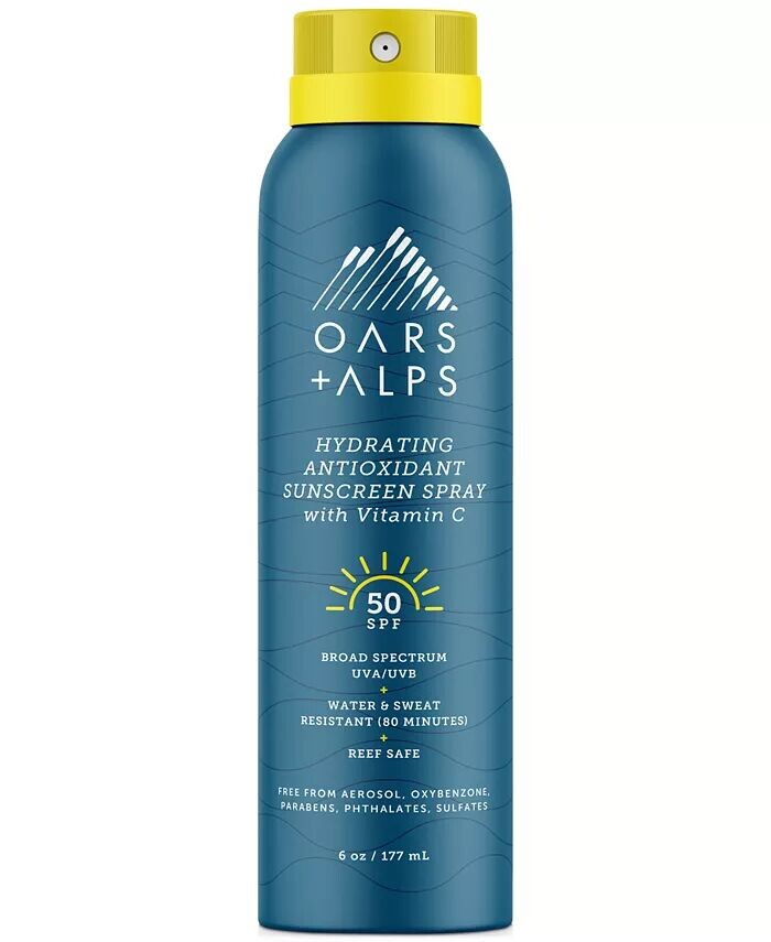 

Увлажняющий антиоксидантный солнцезащитный спрей SPF 50, 6 унций Oars + Alps