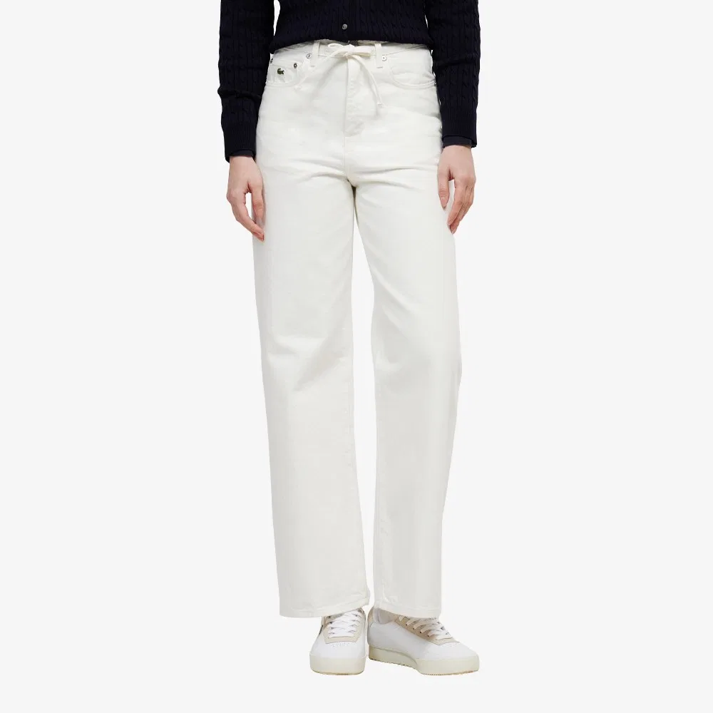 Джинсы Lacoste Essential широкого кроя, женские, белые — фото 2