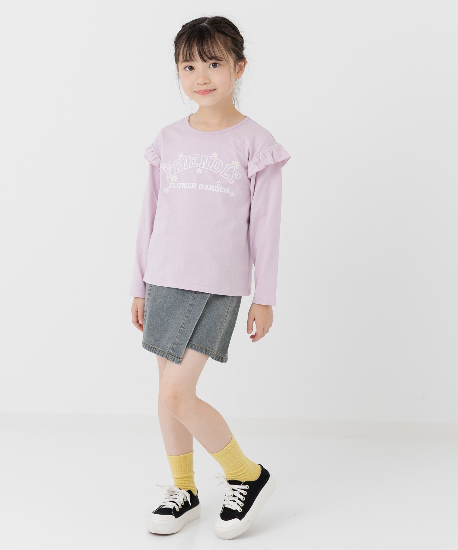 Футболка с длинными рукавами и принтом, из 100% хлопка, с оборками на плечах. Chil2, B Logo/Lavender — фото 2
