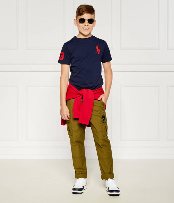 Футболка детская Polo Ralph Lauren с красным логотипом, синий — фото 2