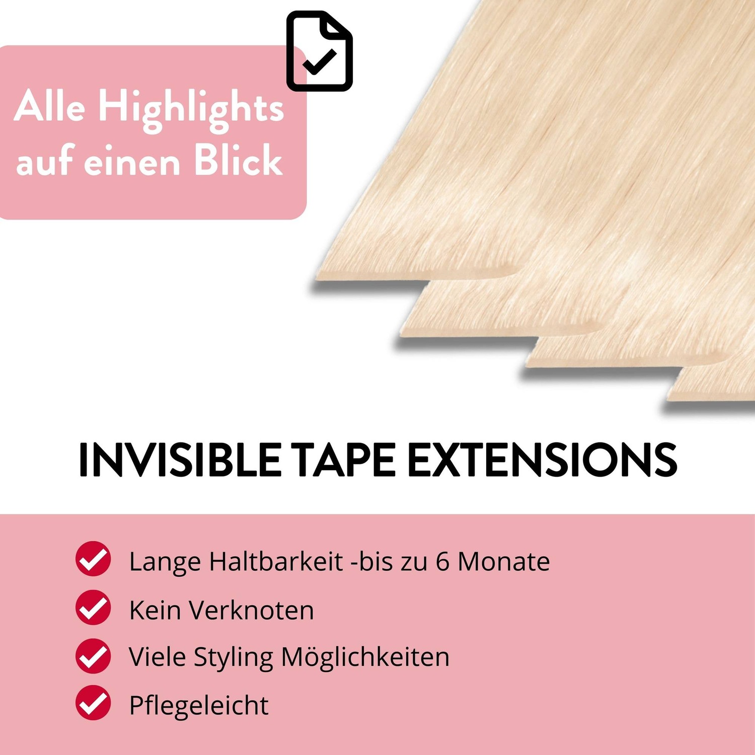 Накладные волосы invisible tape extensions premium echthaar #10/0 hell-lichtblond Hair2Heart, 40cm, количество 10 шт. — фото 3