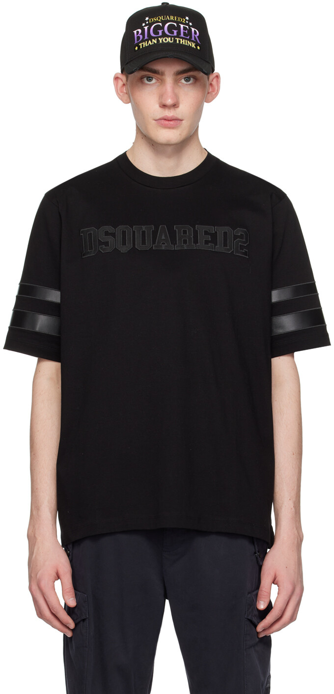 

Черная футболка с фигурным вырезом Dsquared2