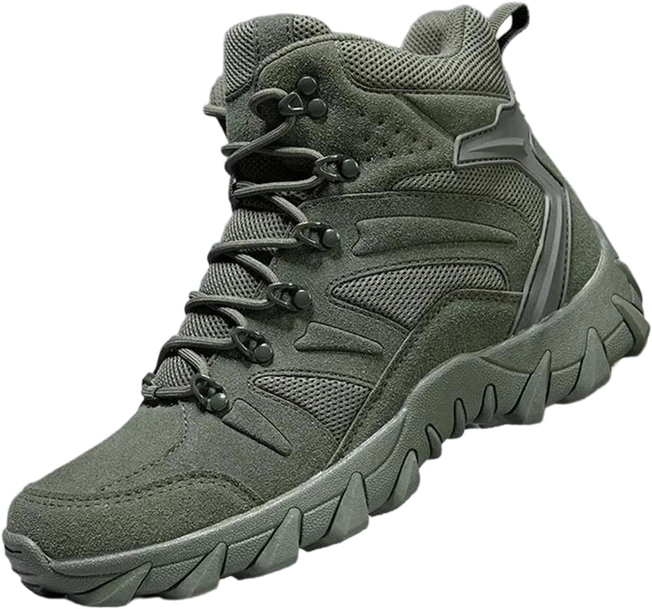 

Мужские высокие холщовые ботинки с кожаными вставками, в стиле пустынных тактических боевых, рабочая обувь для походов на природе Alloaone, En8