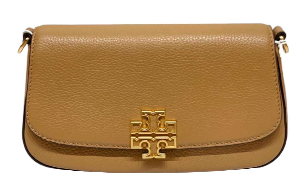 

TORY BURCH Кожаная сумка через плечо Бриттен малого размера женская коричневая