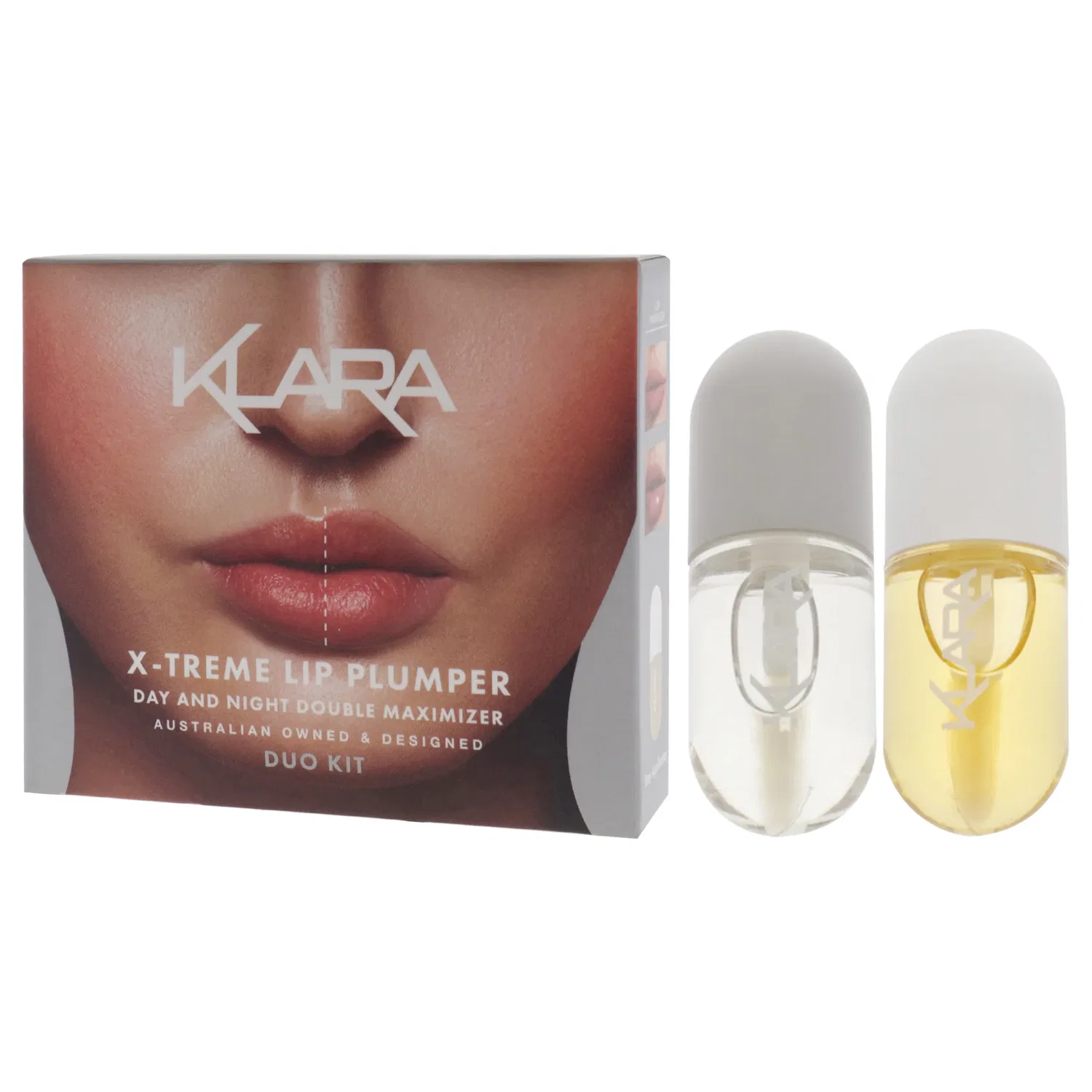 Набор для увеличения объема губ X-Treme Lip Plumper Duo от Klara для женщин - 2 шт.: дневной бальзам для увеличения объема губ (0,18 унции) и ночной бальзам для губ (0,18 унции), белый — фото 4