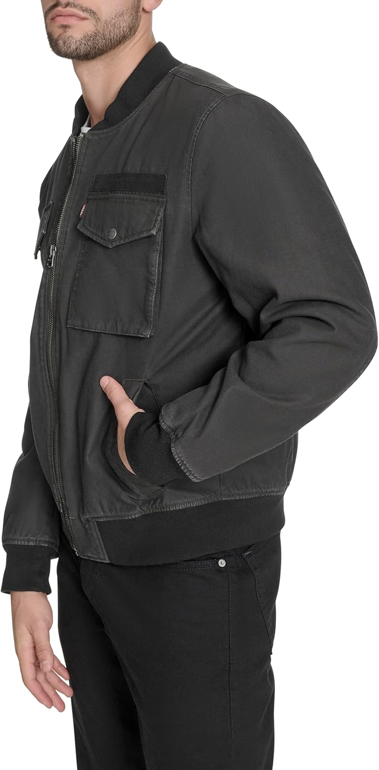 Легкая мужская куртка-бомбер Levi's MA-1 Flight на молнии, Charcoal Cotton — фото 3