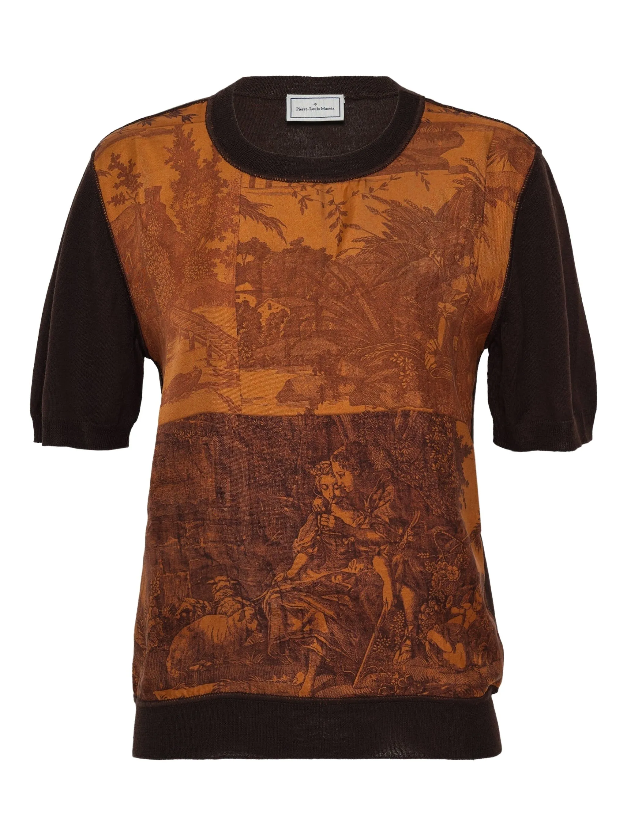 

Шерстяная футболка с графичным принтом Pierre-Louis Mascia, коричневый