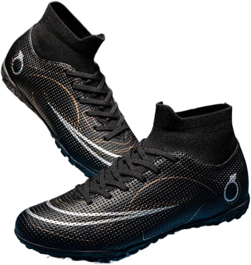 

Футбольные бутсы на высокой подошве из искусственной кожи золотого цвета для мужчин, легкие, с антискользящей подошвой, для тренировок на улице и футзала, стильные и удобные Zixcplaz