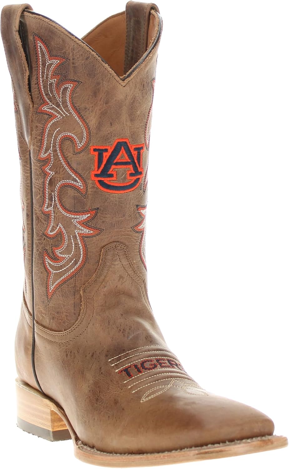 

Мужские ковбойские сапоги Vaccari Luke из натуральной кожи с вышивкой NCAA, широким квадратным носком, 8.5 Auburn Tigers