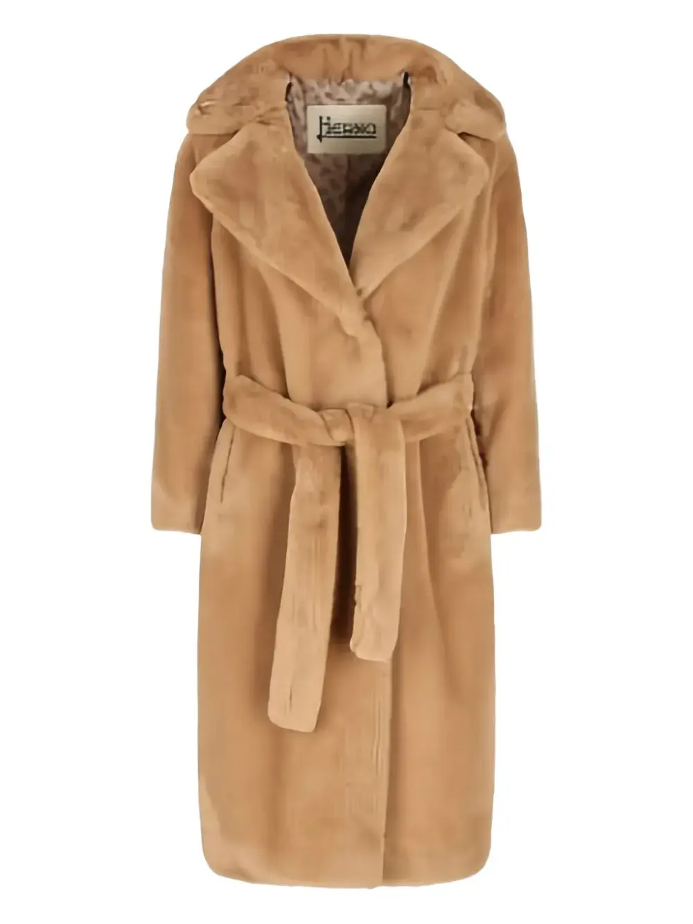 

Пальто из искусственного меха с поясом Herno, коричневый